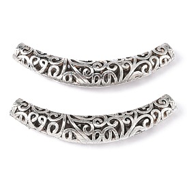 Tibetan Style Alloy Hollow Beads, Curved Tube Noodle Beads, Curved Tube