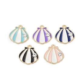 Сплав эмали прелести, со стразами, шарм в форме ракушки, золотые