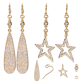 DIY Earring Making, 304 Stainless Steel Earring Hooks, with Brass Micro Pave Cubic Zirconia Links and Pendants