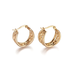 304 Stainless Steel Geometric Hoop Earrings, Hypoallergenic Earrings, Multi-Layer Earrings, Twist, Ring