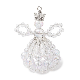 Прозрачные акриловые большие подвески, со стеклянными бусинами