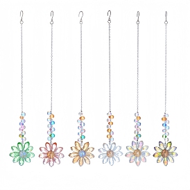 Glass Suncatchers, Daisy Flower Shape Hanging Ornaments, Rainbow Maker, for Garden & Home Decoration