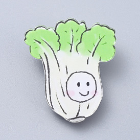 Acrylic Safety Brooches, with Iron Pin, Chinese Cabbage