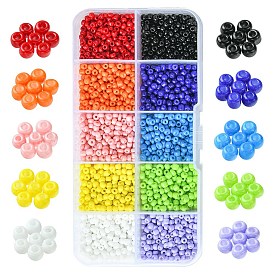 100G 10 Style Glass Seed Beads, Round, Opaque Colours & Baking Paint, Small Craft Beads for DIY Jewelry Making