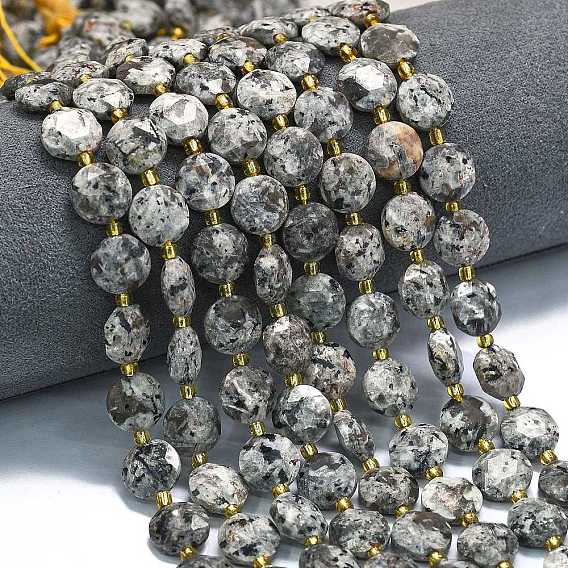 Натуральный флуоресцентный сиенитовый камень (светящийся в ультрафиолетовом свете) бусины нити, граненый шестиугольный разрез, плоско-круглые, с бисером