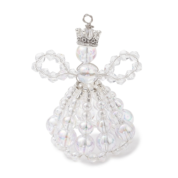 Прозрачные акриловые большие подвески, со стеклянными бусинами