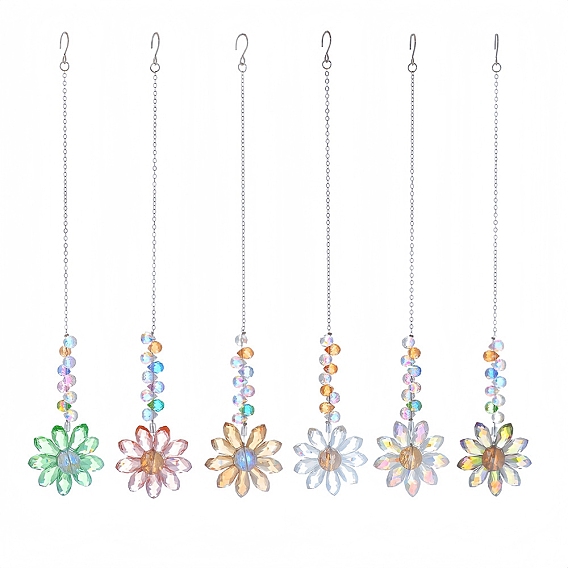 Стеклянные ловцы солнца, подвесные украшения в форме цветка ромашки, создатель радуги, для украшения сада и дома