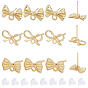 Bowknot Alloy Stud Earring Findings, with Plastic Ear Nuts, with Loop