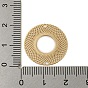 Rack Plating Brass Hollow Out Connector Charms, Long-Lasting Plated, Donut Etched Metal Embellishments