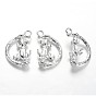 Alloy Puppy Pendants, Half Ring with Dog, Rotatable Pendants, Cadmium Free & Lead Free, 25x14x5mm, Hole: 2.5mm, 150pcs/bag
