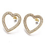 Серьги-гвоздики из латунного микро-паве, с уха орехов, сердце, без никеля 