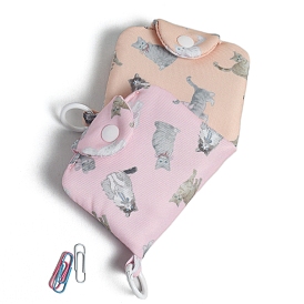 Cute Cat Decor Canvas Coin Purses, Card Storage Bag, Rectangle