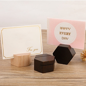 Hexagon Wood Name Card Holder, Photo Memo Holders, for School Office Supplies