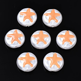3 d печатные бусины из абс-пластика с имитацией жемчуга, плоские круглые с морскими звездами