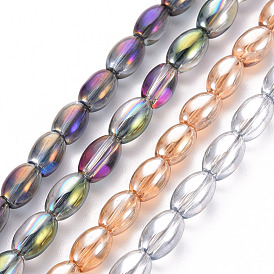 Electroplate Transparent Glass Beads Strands, Oval