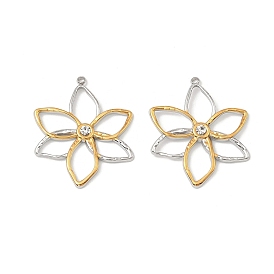 304 из нержавеющей стали горный хрусталь подвески, цветок, без свинца и без кадмия