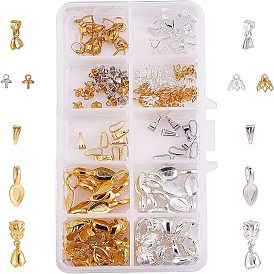 DIY Jewelry Making Sets, with Brass Pendant Bails, Iron Snap on Bails and Tibetan Style Alloy Glue-on Flat Pad Bails