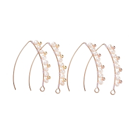 Pendants d'oreilles, avec des perles de nacre naturelle, Perles en laiton, 304 crochets de boucle d'oreille en acier inoxydable et fil de cuivre