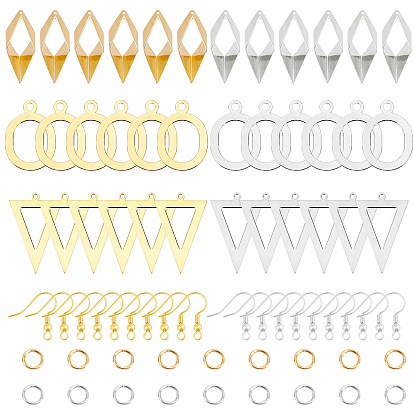 Наборы для изготовления сережек diy, 48 кулоны из латуни овальной формы и геометрической формы., латунные крючки для серег и железные кольца для прыжков