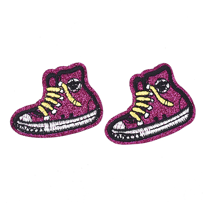 Computerized Embroidery Cloth Iron On/Sew On Patches, with Glitter Powder, Costume Accessories, Appliques, Shoe