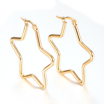 Вакуумное покрытие pvd 304 серьги-кольца из нержавеющей стали, звезда