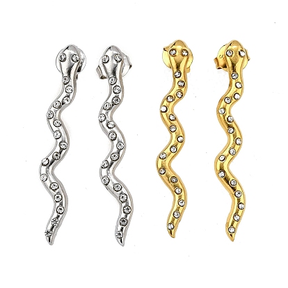 304 серьги из нержавеющей стали горный хрусталь, змея