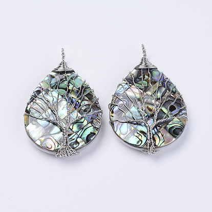 Раковины ушка / ракушка большие кулоны, проволочные подвесные подвески, слезинка с дерева