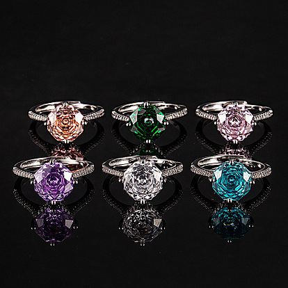 Регулируемые манжеты из латуни с кубическим цирконием, восьмиугольник, платина