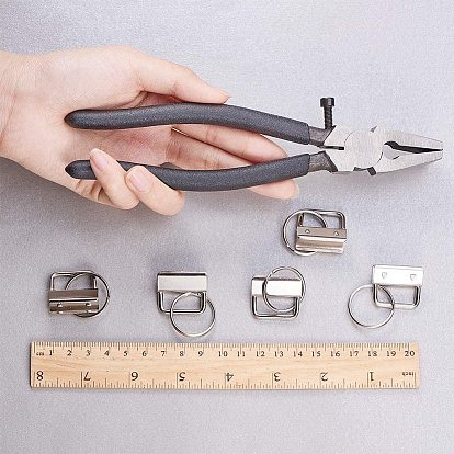 DIY Key Clasp Making, with Iron Key Clasps, with Ribbon Ends and Steel Clamp Flat Nose Pliers