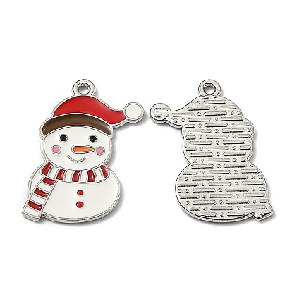 Подвески из эмали и сплава, на Рождество, снеговик, красно-бело-коричневый