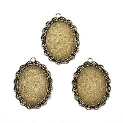 Aleación ovalada ajustes colgante cabujón abrigo filigrana, sin cadmio y níque y plomo, Bandeja: 40x30 mm, 54x40x3 mm, Boca: 3.5 mm, sobre 105 PC / kg