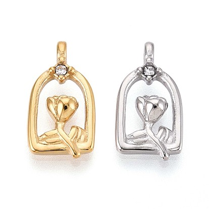 304 подвески из нержавеющей стали, со стразами, цветок