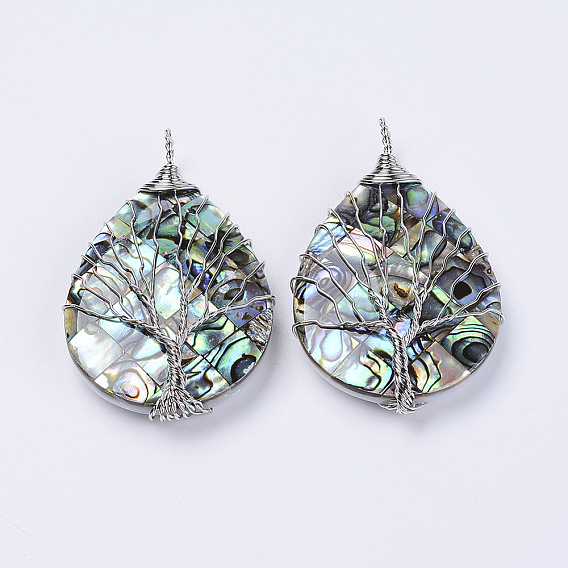 Раковины ушка / ракушка большие кулоны, проволочные подвесные подвески, слезинка с дерева