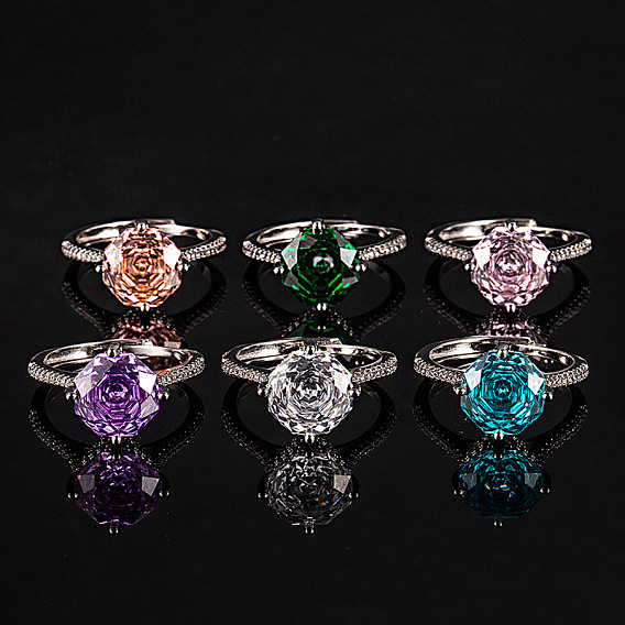 Регулируемые манжеты из латуни с кубическим цирконием, восьмиугольник, платина