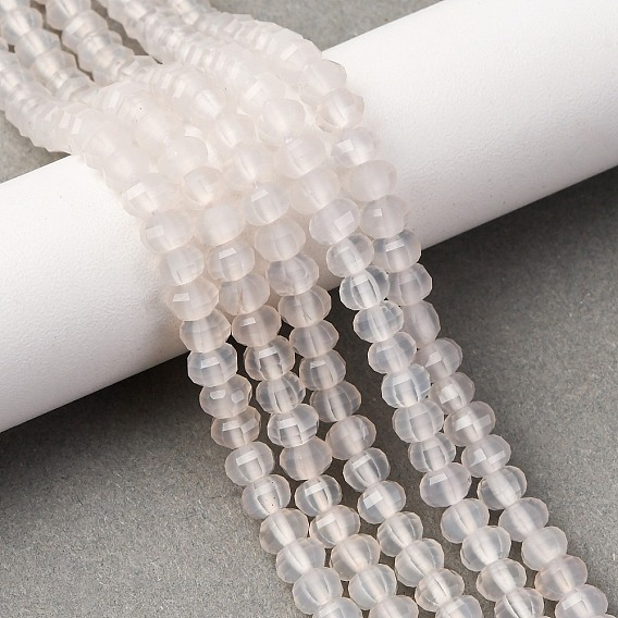Натуральный белый агат бисер нитей, окрашенная и подогревом, граненые, тыква
