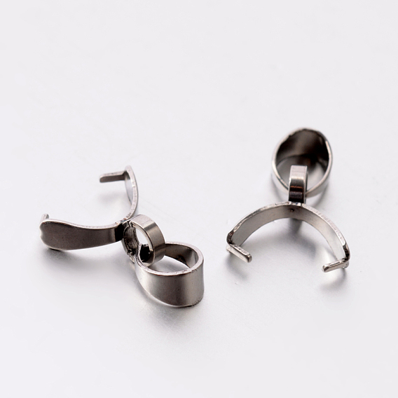 201 Stainless Steel Pinch Bails, Ice Pick Pinch Bails for Pendant Making, 8.5x3.5mm, Hole: 4.5x3.5mm, Pin: 0.8mm