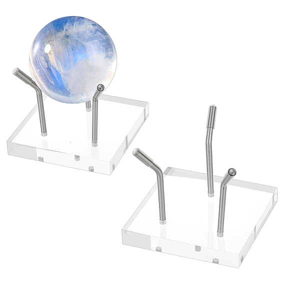 Квадратные мольберты для демонстрации камней из прозрачного акрила с 304 держателем из нержавеющей стали, для минеральной витрины из агата с драгоценными камнями