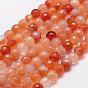 Natural Carnelian Beads Strands, Faceted, Round