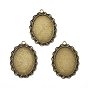 Filigree Wrap Oval Alloy Pendant Cabochon Settings, Cadmium Free & Nickel Free & Lead Free, Tray: 40x30mm, 54x40x3mm, Hole: 3.5mm, about 105pcs/kg