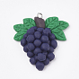 Autumn Theme Handmade Polymer Clay Pendants, with Iron Findings, Grape, Platinum