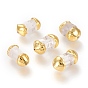 Perles de cristal de quartz naturel, avec les accessoires en laiton plaqués or, colonne, facette