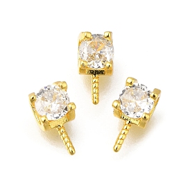 Покрытие стойки латунь микропаве кубический цирконий колышки кулоны, долговечный, за половину пробурено бисера, без свинца и без кадмия