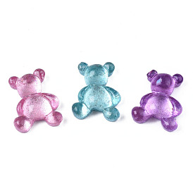 Spray Painted Transparent Resin Cabochons, Bear