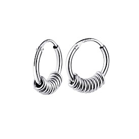 925 Boucles d'oreilles créoles en argent sterling avec perles et cercles pour femmes
