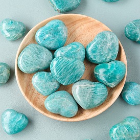 Piedras de palma de corazón de amazonita natural, Piedra de bolsillo de cristal para decoración del hogar, meditación de equilibrio reiki