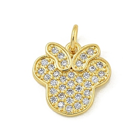 Rack Plating Brass Pave Cubic Zirconia Pendants, Lead Free & Cadmium Free, Real 18K Gold Plated