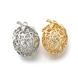 Латунь с кубическим цирконием подвеской, без кадмия, без никеля и без свинца, клубника с сердечками