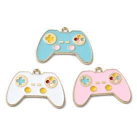 Rack Plating Alloy Enamel Pendants, Nickel Free, Game Console Remote Control Charm, Golden