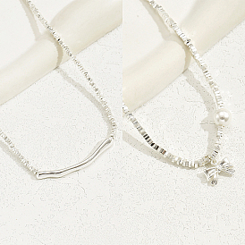 Железное ожерелье с подвеской в виде банта/кривой для женщин, серебряный цвет гальваническим
