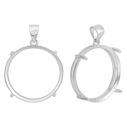 2 шт. 925 подвеска из стерлингового серебра с кабошоном, настройки открытой спины, плоско-круглые